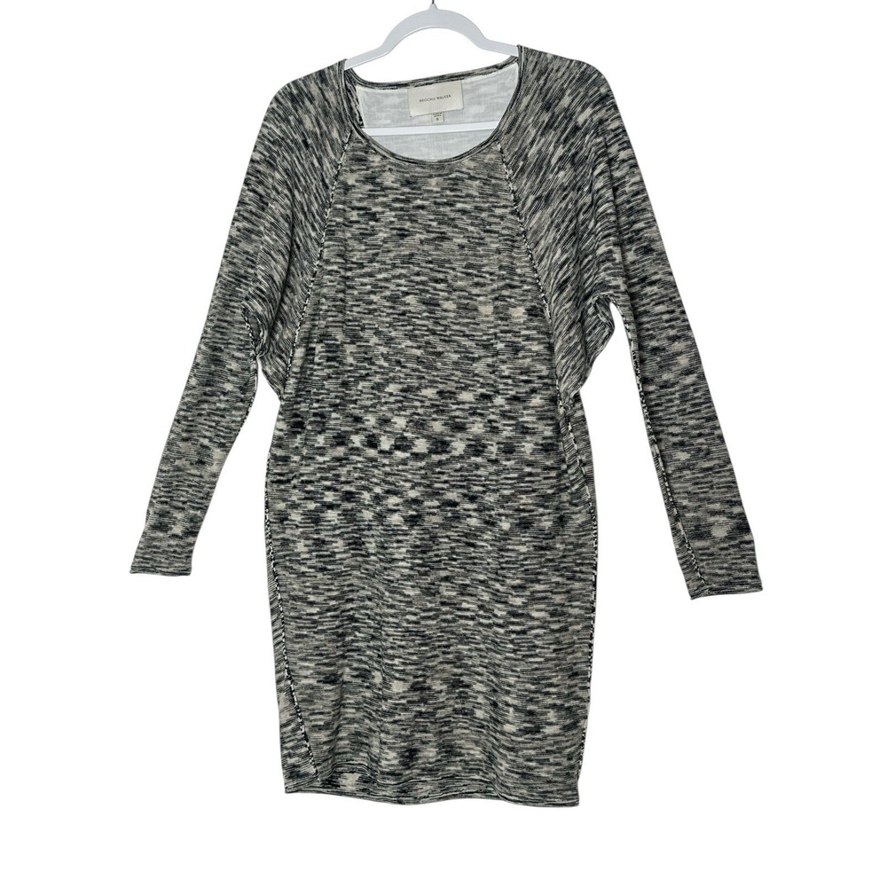 Brochu Walker Dress Women's Small Linen Blend Dolman Long Sleeve Knit Designer